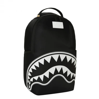 SPRAYGROUND SHARK CENTRAL WHT STENCIL SHARK BLK NYLON BACKPACK