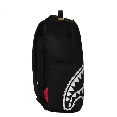 SPRAYGROUND SHARK CENTRAL WHT STENCIL SHARK BLK NYLON BACKPACK