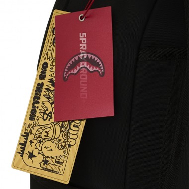 SPRAYGROUND SHARK CENTRAL WHT STENCIL SHARK BLK NYLON BACKPACK