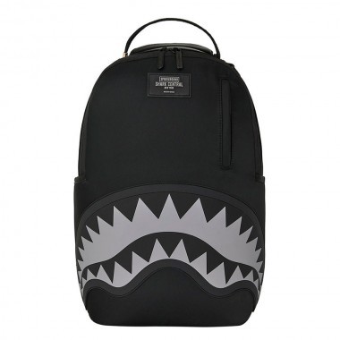 SPRAYGROUND SHARK CENTRAL BLACK NYLON GRAY EMBOSSED BACKPACK