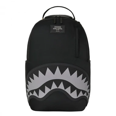 SPRAYGROUND SHARK CENTRAL BLACK NYLON GRAY EMBOSSED BACKPACK
