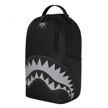 SPRAYGROUND SHARK CENTRAL BLACK NYLON GRAY EMBOSSED BACKPACK