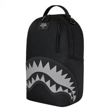 SPRAYGROUND SHARK CENTRAL BLACK NYLON GRAY EMBOSSED BACKPACK