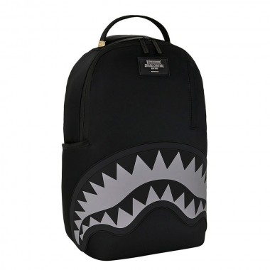 SPRAYGROUND SHARK CENTRAL BLACK NYLON GRAY EMBOSSED BACKPACK