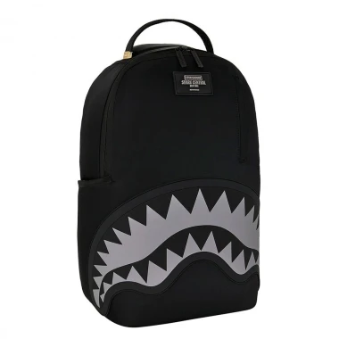 SPRAYGROUND SHARK CENTRAL BLACK NYLON GRAY EMBOSSED BACKPACK