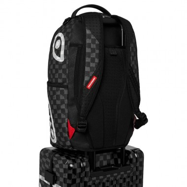 SPRAYGROUND BLACK AND WHITE DRIP CHECK SHARK CARRY-ON LUGGAGE