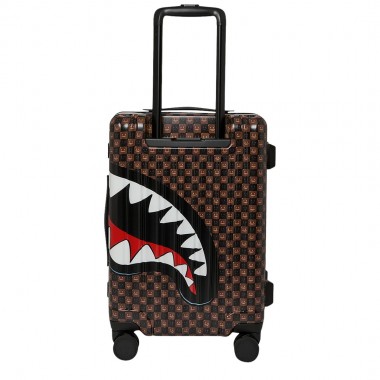 SPRAYGROUND SHARKS IN PARIS WTF BUBBLE BRN CHK CARRY-ON LUGGAGE