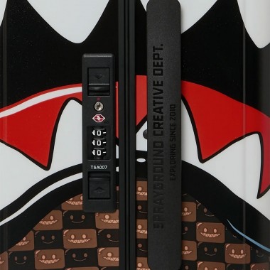 SPRAYGROUND SHARKS IN PARIS WTF BUBBLE BRN CHK CARRY-ON LUGGAGE