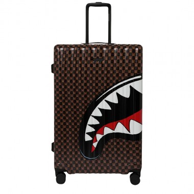 SPRAYGROUND SHARKS IN PARIS WTF BUBBLE BRN CHK FULLSIZE LUGGAGE