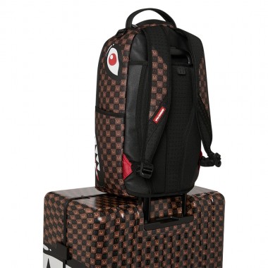 SPRAYGROUND SHARKS IN PARIS WTF BUBBLE BRN CHK FULLSIZE LUGGAGE