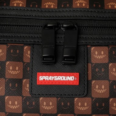 SPRAYGROUND SHARKS IN PARIS WTF BUBBLE BROWN CHECK DUFFLE BAG