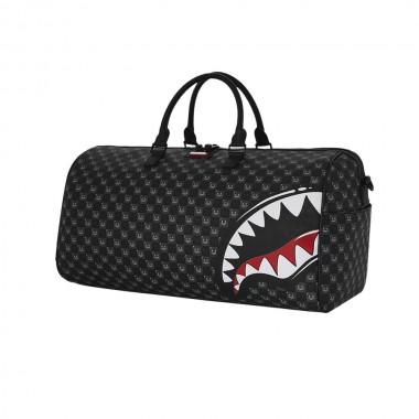 SPRAYGROUND SHARKS IN PARIS WTF BUBBLY BLACK CHECK DUFFLE BAG