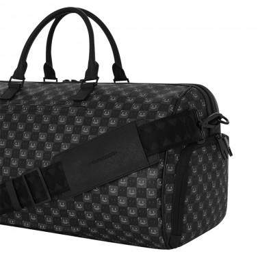 SPRAYGROUND SHARKS IN PARIS WTF BUBBLY BLACK CHECK DUFFLE BAG