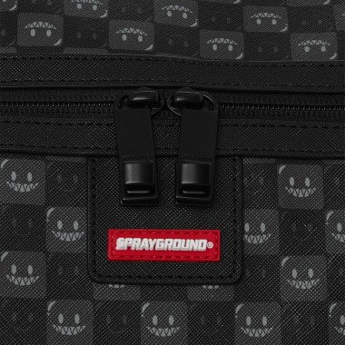 SPRAYGROUND SHARKS IN PARIS WTF BUBBLY BLACK CHECK DUFFLE BAG