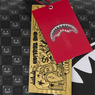 SPRAYGROUND SHARKS IN PARIS WTF BUBBLY BLACK CHECK DUFFLE BAG