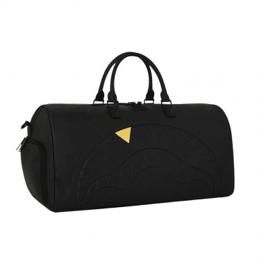 SPRAYGROUND BLACKED OUT EMBOSSED GOLD TOOTH DUFFLE BAG