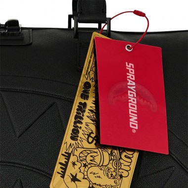 SPRAYGROUND BLACKED OUT EMBOSSED GOLD TOOTH DUFFLE BAG