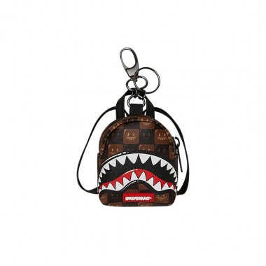 SPRAYGROUND SHARKS IN PARIS WTF BUBBLE BRN CH BACKPACK KEYCHAIN
