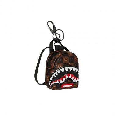 SPRAYGROUND SHARKS IN PARIS WTF BUBBLE BRN CH BACKPACK KEYCHAIN
