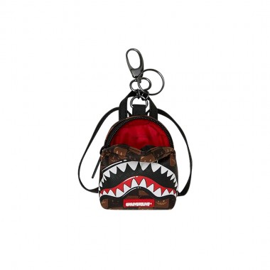 SPRAYGROUND SHARKS IN PARIS WTF BUBBLE BRN CH BACKPACK KEYCHAIN