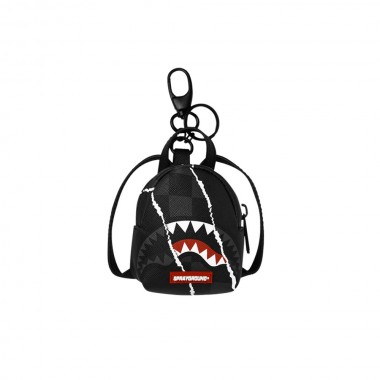 SPRAYGROUND CENTER RIP REVEALING GRAY CHECK BACKPACK KEYCHAIN