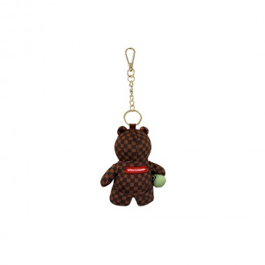 SPRAYGROUND SIP WTF BUBBLY BROWN CHECK BEAR KEYCHAIN