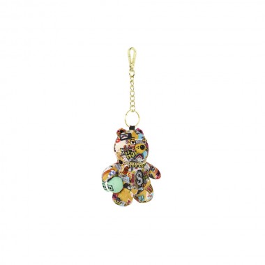 SPRAYGROUND MAGAZINE COLLAGE BEAR KEYCHAIN