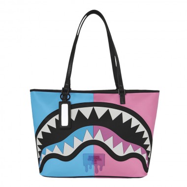 SPRAYGROUND SHARK CENTRAL COTTON CANDY SPLIT TOTE BAG