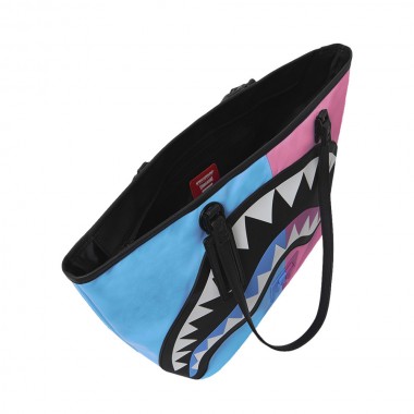 SPRAYGROUND SHARK CENTRAL COTTON CANDY SPLIT TOTE BAG