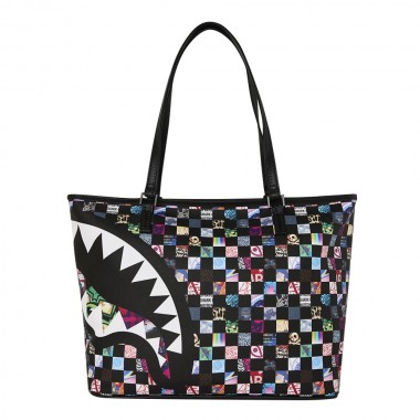 SPRAYGROUND CRAZY CHECK TOTE BAG