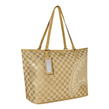 SPRAYGROUND 2 TONE GOLD TRINITY TOTE BAG