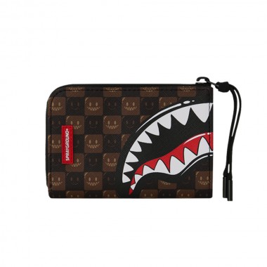 SPRAYGROUND SHARKS IN PARIS WTF BUBBLE BROWN CHECK WALLET