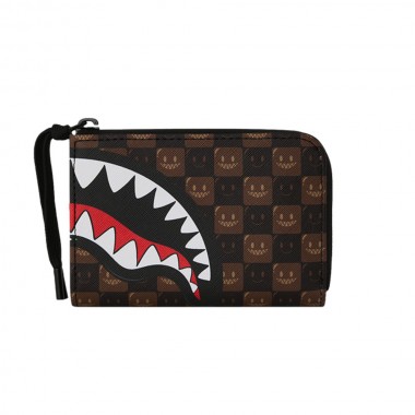 SPRAYGROUND SHARKS IN PARIS WTF BUBBLE BROWN CHECK WALLET