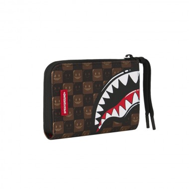 SPRAYGROUND SHARKS IN PARIS WTF BUBBLE BROWN CHECK WALLET