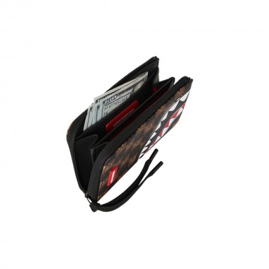 SPRAYGROUND SHARKS IN PARIS WTF BUBBLE BROWN CHECK WALLET