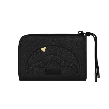 SPRAYGROUND BLACKED OUT EMBOSSED GOLD TOOTH WALLET
