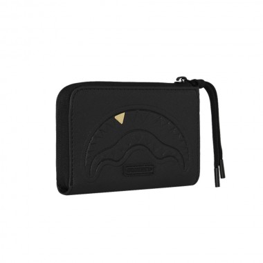 SPRAYGROUND BLACKED OUT EMBOSSED GOLD TOOTH WALLET