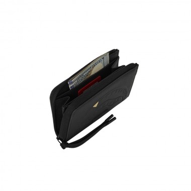 SPRAYGROUND BLACKED OUT EMBOSSED GOLD TOOTH WALLET