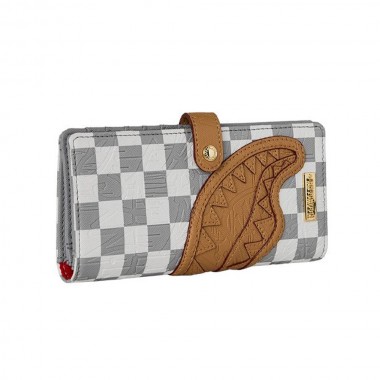 SPRAYGROUND EMBOSSED CREAM CHECK SINGLE FOLD WALLET