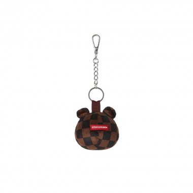SPRAYGROUND BROWN CHECKER BEAR HEAD KEYCHAIN