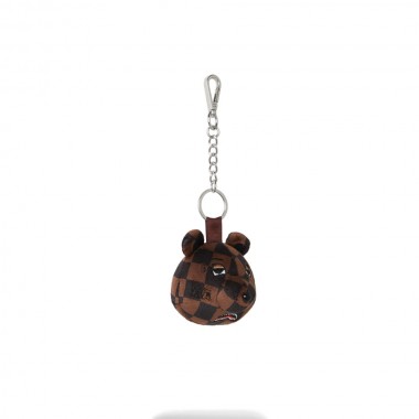 SPRAYGROUND BROWN CHECKER BEAR HEAD KEYCHAIN