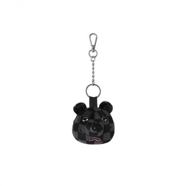 SPRAYGROUND GREY CHECKER BEAR HEAD KEYCHAIN