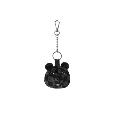 SPRAYGROUND GREY CHECKER BEAR HEAD KEYCHAIN