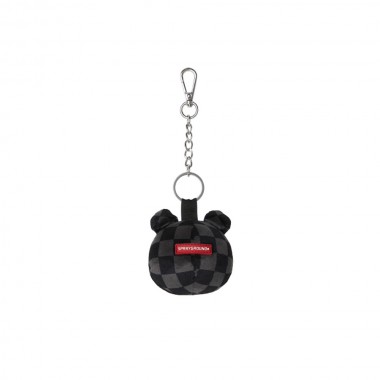 SPRAYGROUND GREY CHECKER BEAR HEAD KEYCHAIN