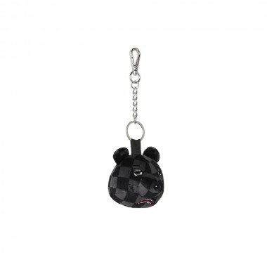 SPRAYGROUND GREY CHECKER BEAR HEAD KEYCHAIN