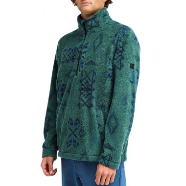 BILLABONG BOUNDARY MOCK NECK HALF ZIP FLEECE SMOKE PINE