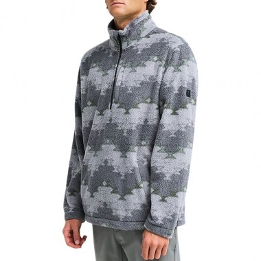 BILLABONG BOUNDARY MOCK NECK HALF ZIP FLEECE PEWTER