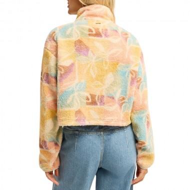 BILLABONG HOLIDAY CROPPED W HALF ZIP SHERPA PULLOVER WHITE CAP