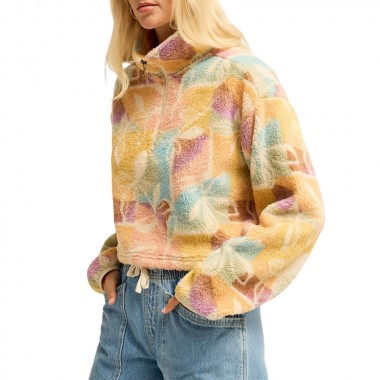 BILLABONG HOLIDAY CROPPED W HALF ZIP SHERPA PULLOVER WHITE CAP