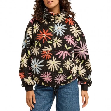 BILLABONG TIME OFF W HALF ZIP SHERPA PULLOVER BLACK PEBBLE